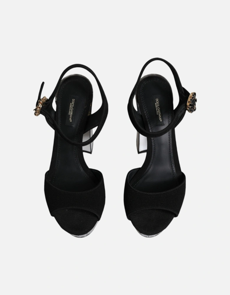Ankle Strap Sandals with Mirror Heels Women - Black