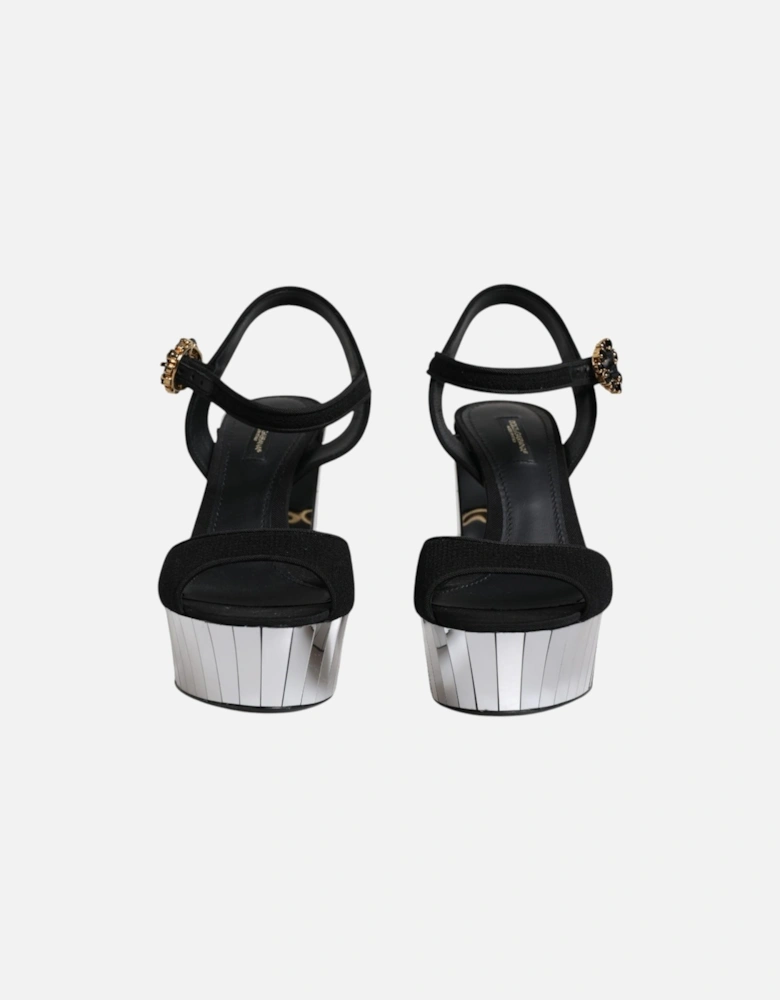 Ankle Strap Sandals with Mirror Heels Women - Black
