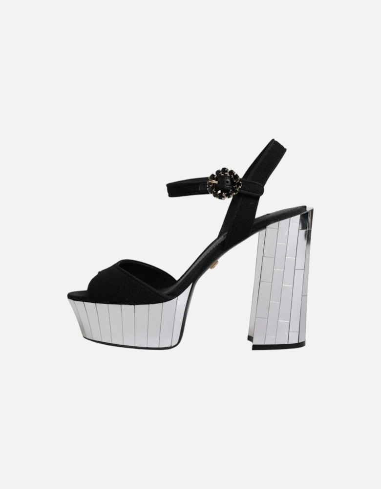 Ankle Strap Sandals with Mirror Heels Women - Black