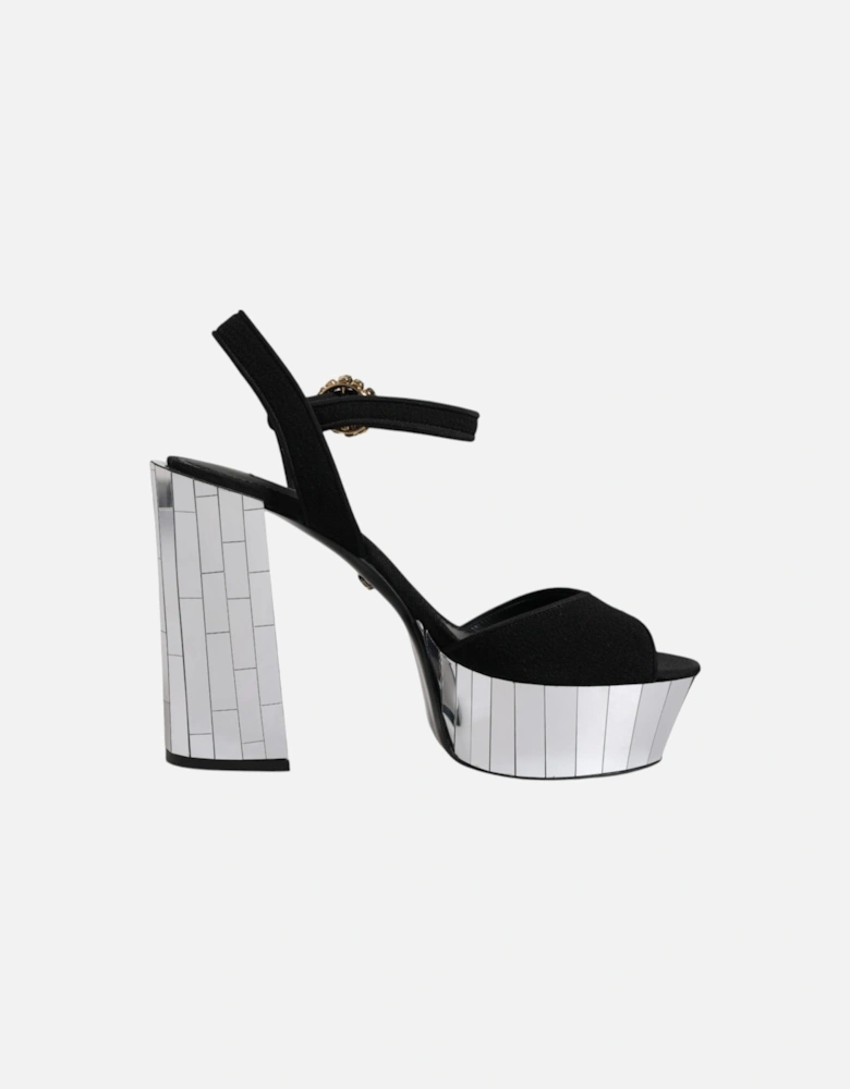 Ankle Strap Sandals with Mirror Heels Women - Black