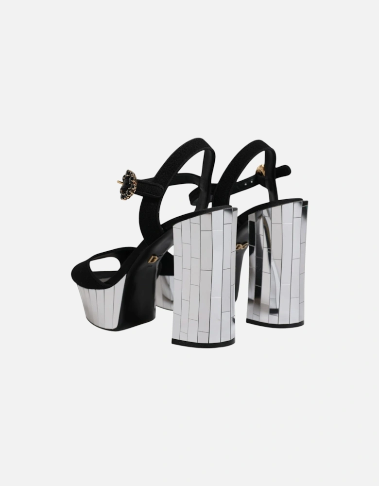 Ankle Strap Sandals with Mirror Heels Women - Black