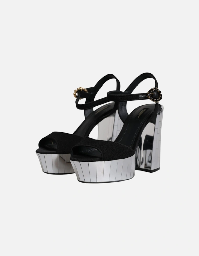 Ankle Strap Sandals with Mirror Heels Women - Black