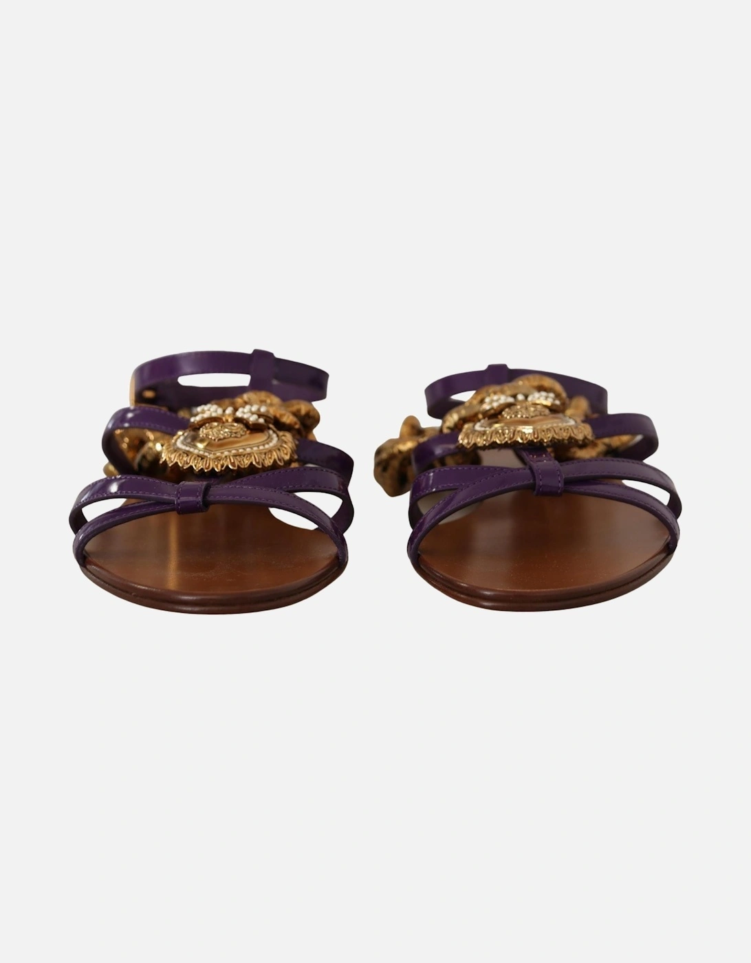 Chain Embellished Flat Sandals Women - Purple Flat Shoes