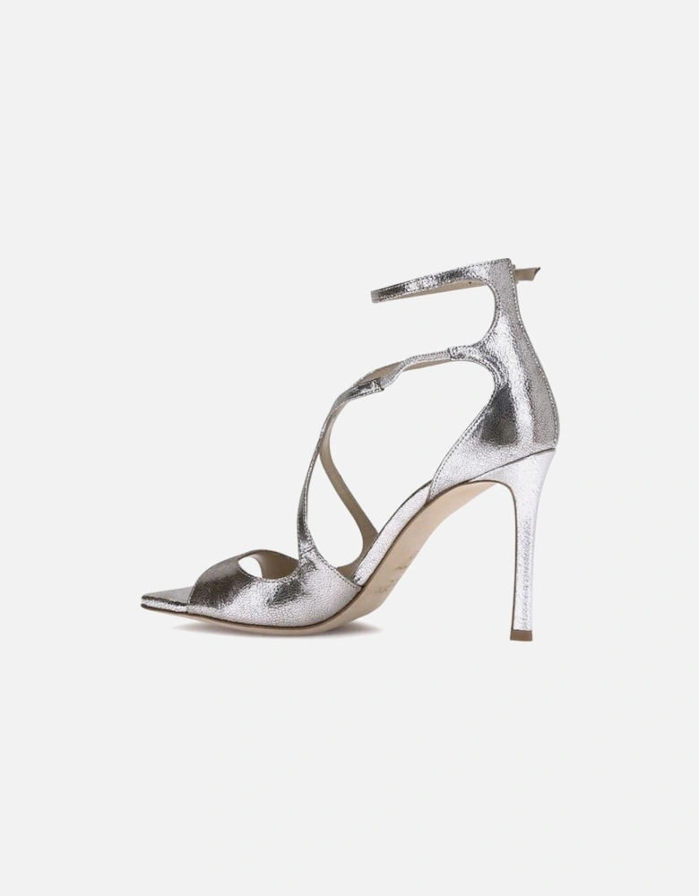 Azia Leather Squared Toe Stiletto Pumps Women - Silver Sandals