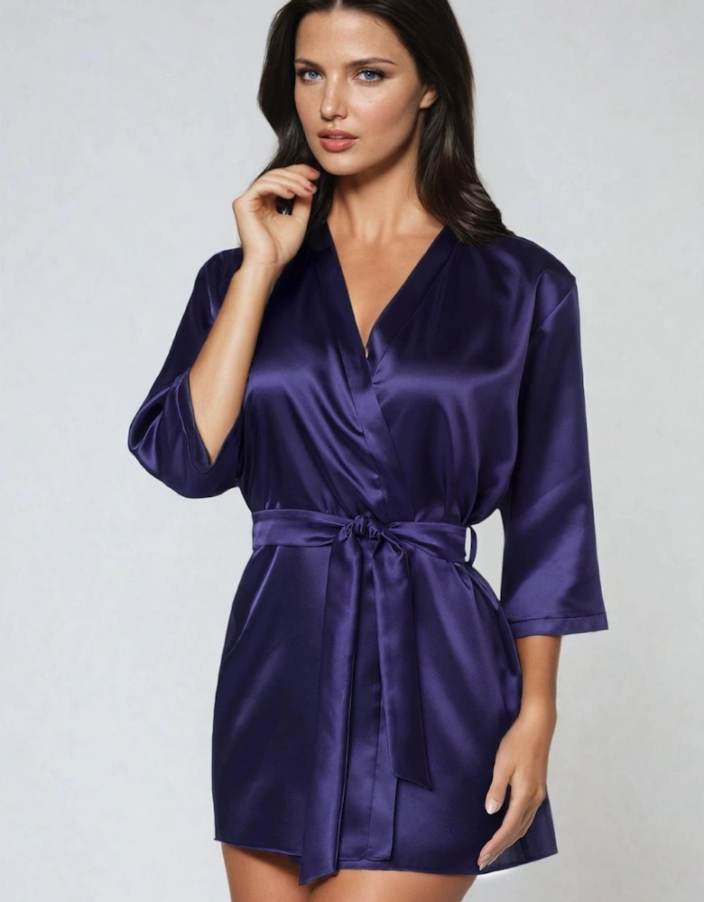 Luxury Robe Satin by Women - Blue