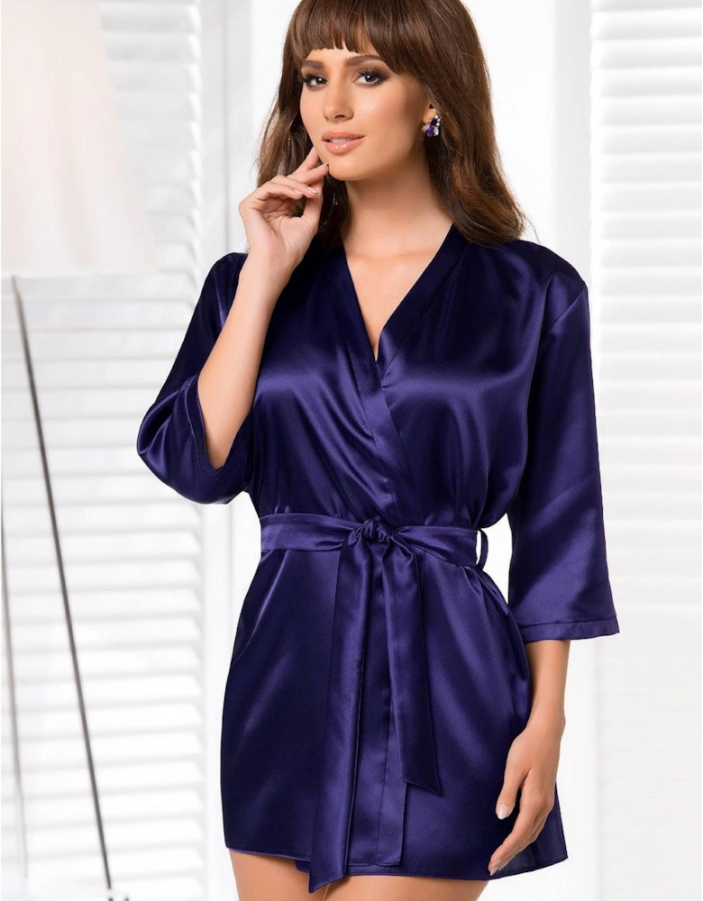 Luxury Robe Satin by Women - Blue