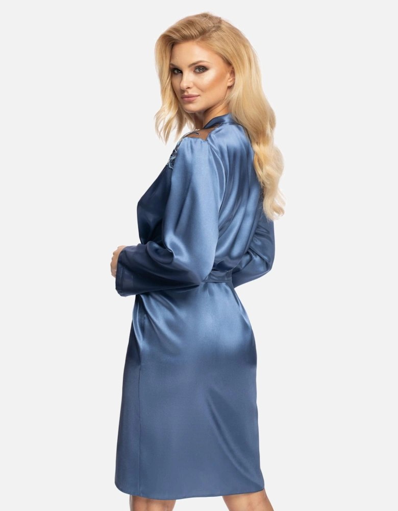 Luxury Robe Lace Satin by Women - Azure