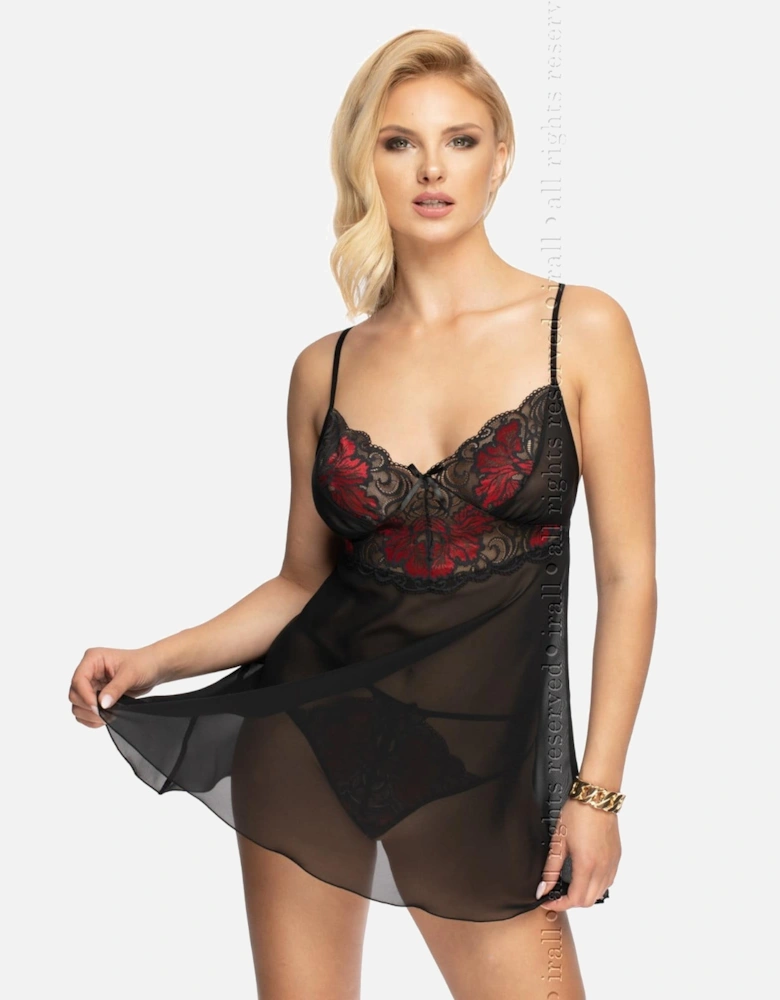 Romantic Babydoll Lace by Women - Black