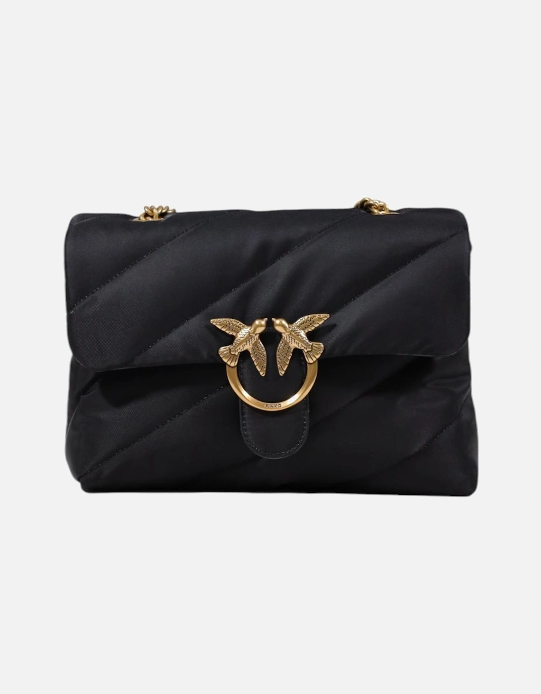 Leather Shoulder Bag with Chain Strap Women - Black, 4 of 3