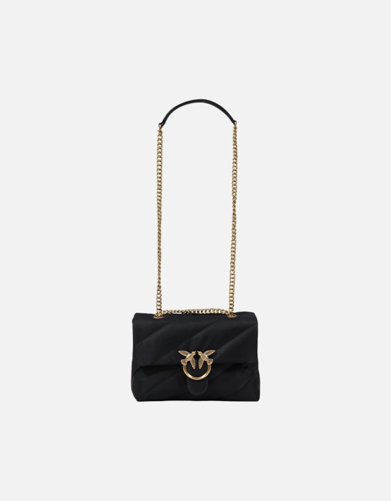 Leather Shoulder Bag with Chain Strap Women - Black