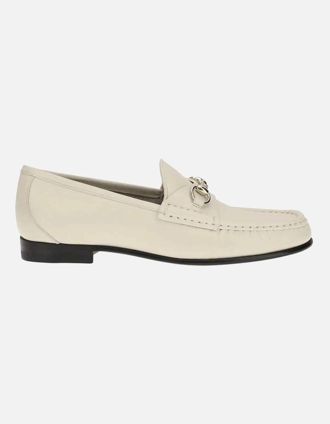 Leather Loafers with Gold-Tone Morsetto Detail Women - White Flat, 5 of 4