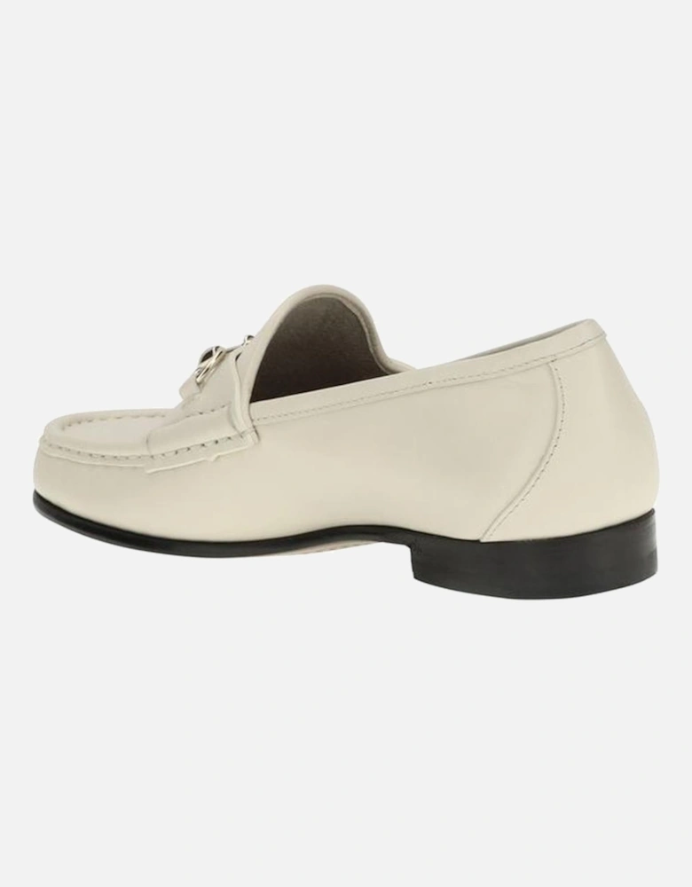 Leather Loafers with Gold-Tone Morsetto Detail Women - White Flat