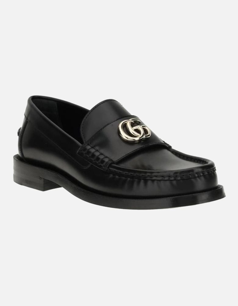 Leather Loafers with Metal Detail Women - Black Flat Shoes