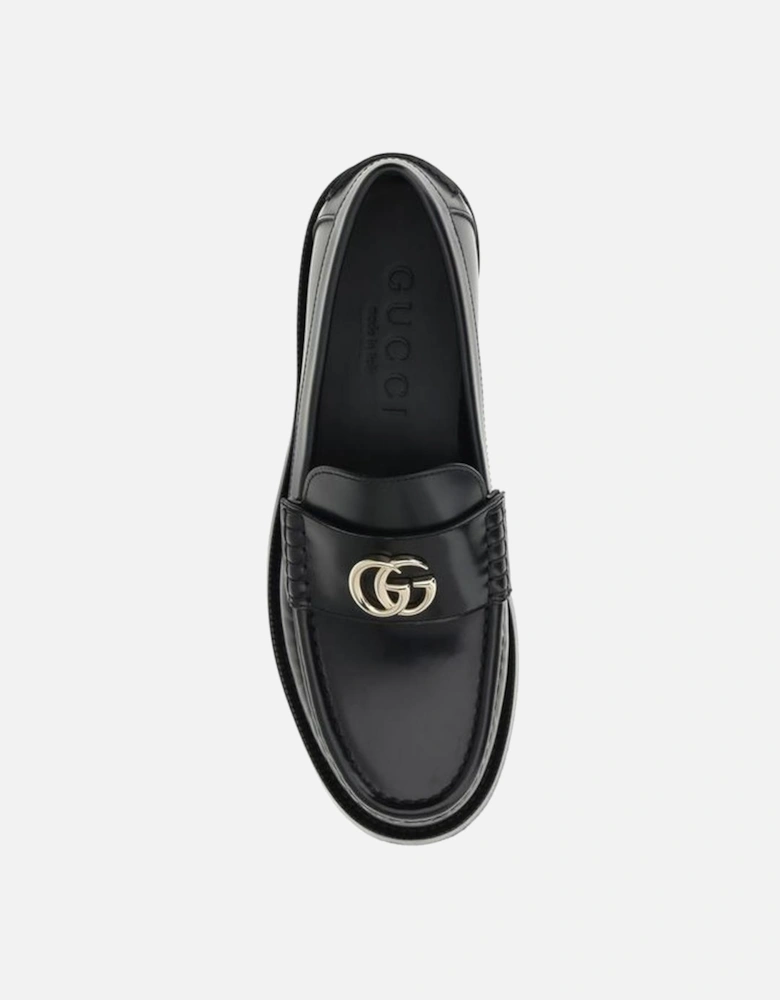 Leather Loafers with Metal Detail Women - Black Flat Shoes