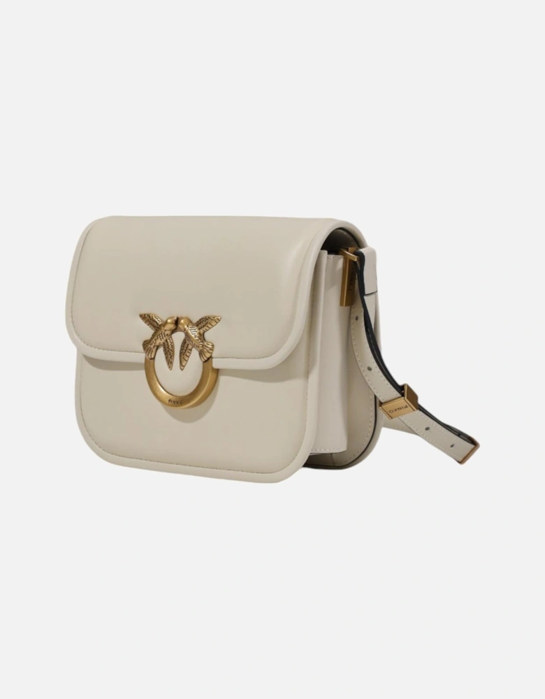 Leather Bag with Clip Fastening Women - White