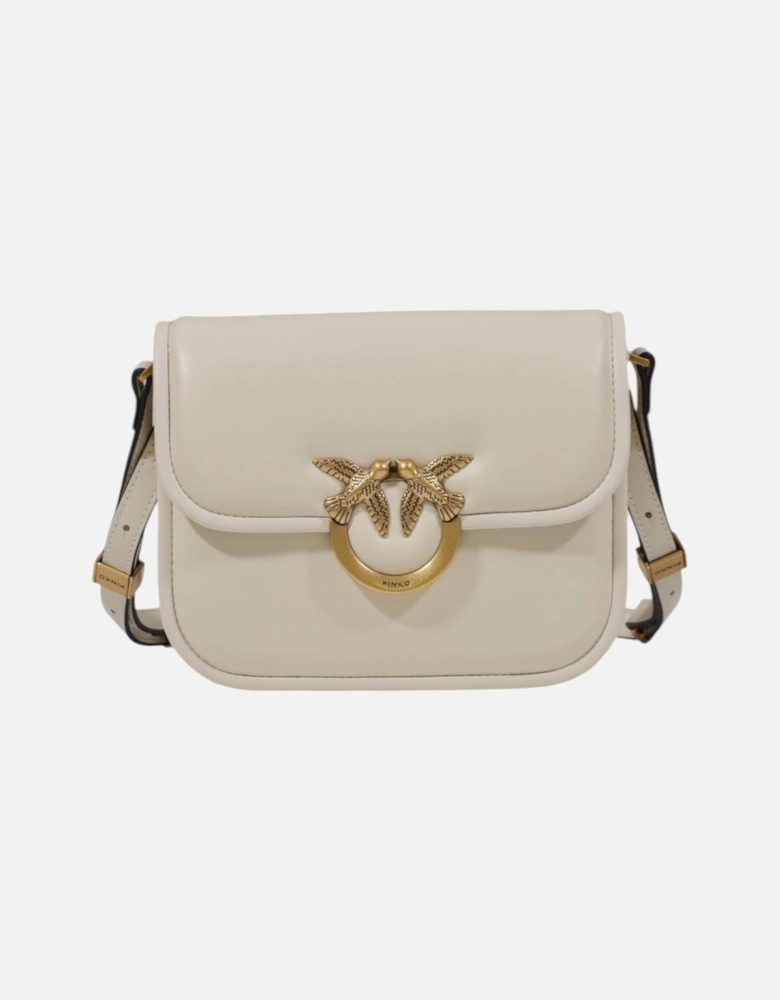 Leather Bag with Clip Fastening Women - White