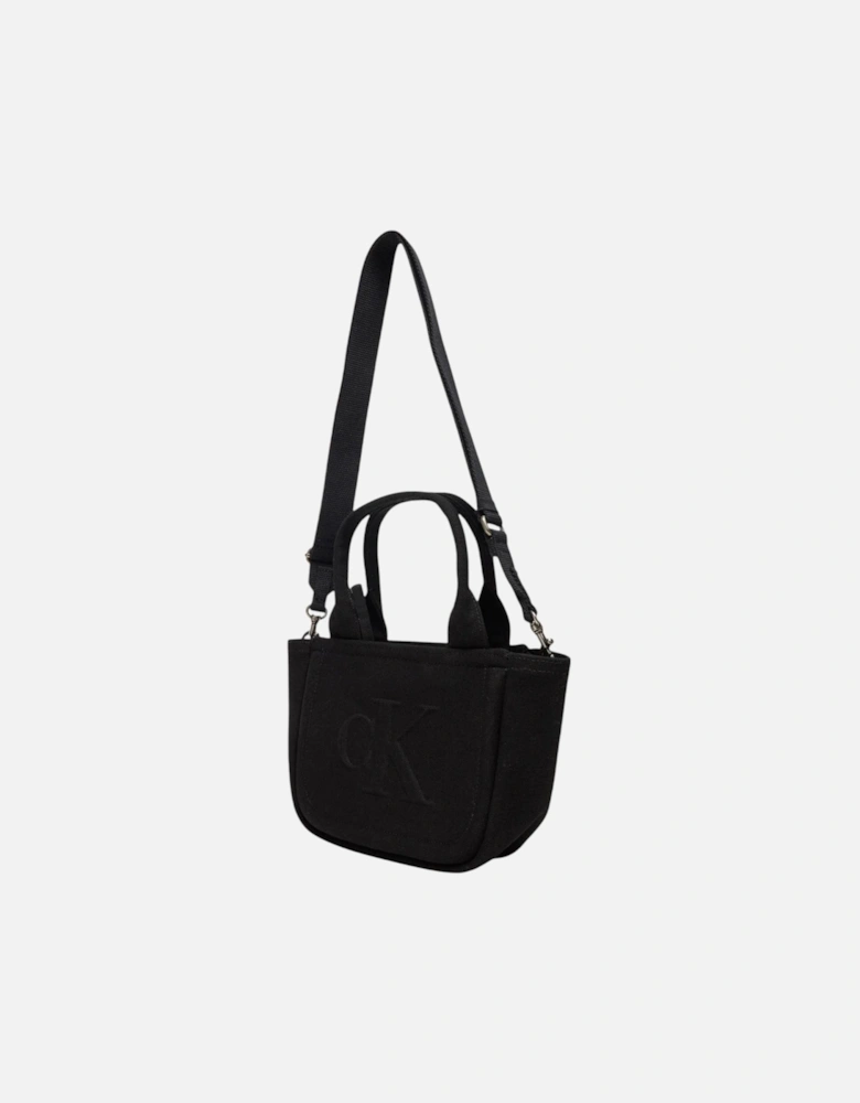 Zip-Fastening Cotton Bag with Inside Pockets Women - Black