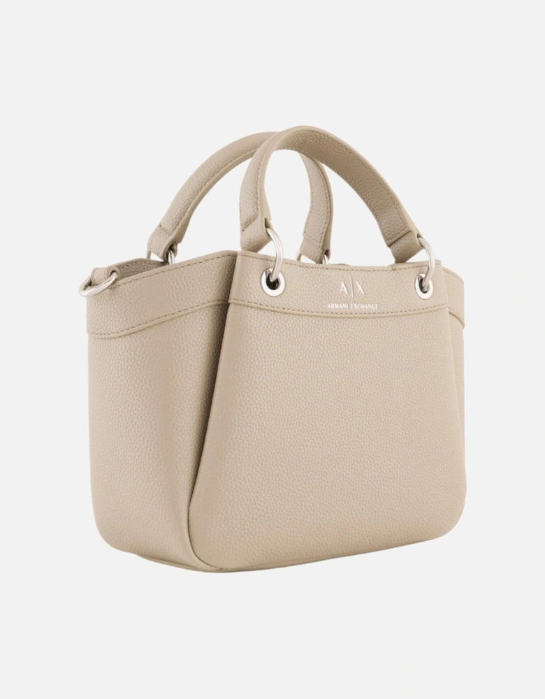 Zip Fastening Polyurethane Bag with Inside Pockets Women - Beige