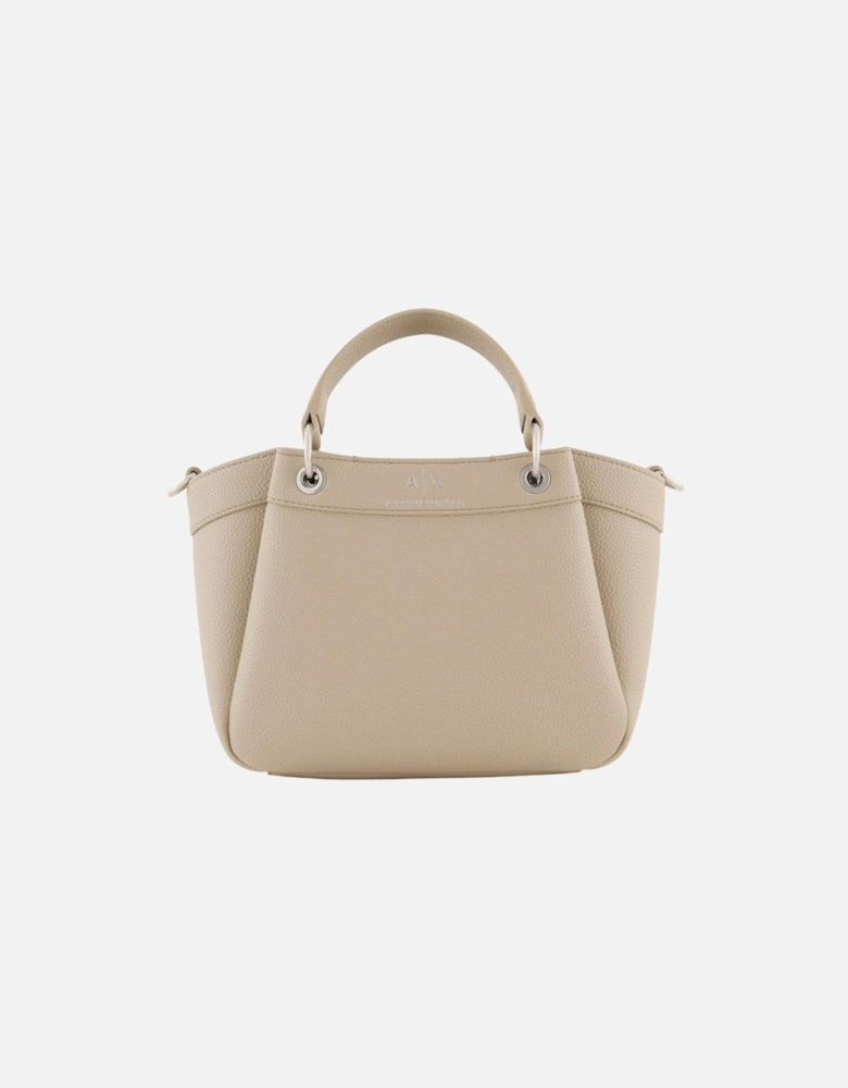 Zip Fastening Polyurethane Bag with Inside Pockets Women - Beige