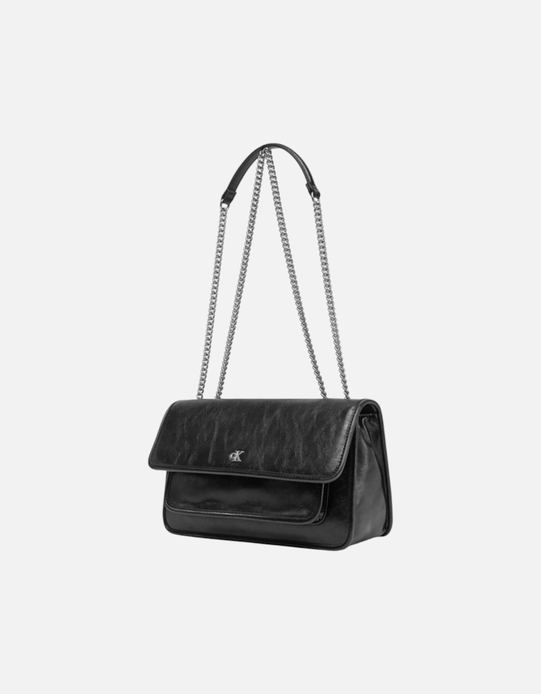 Magnet Fastening Bag with Inside Pockets Women - Black