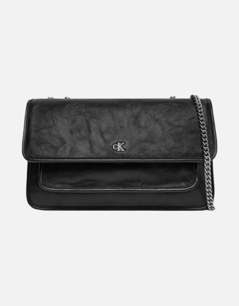 Magnet Fastening Bag with Inside Pockets Women - Black
