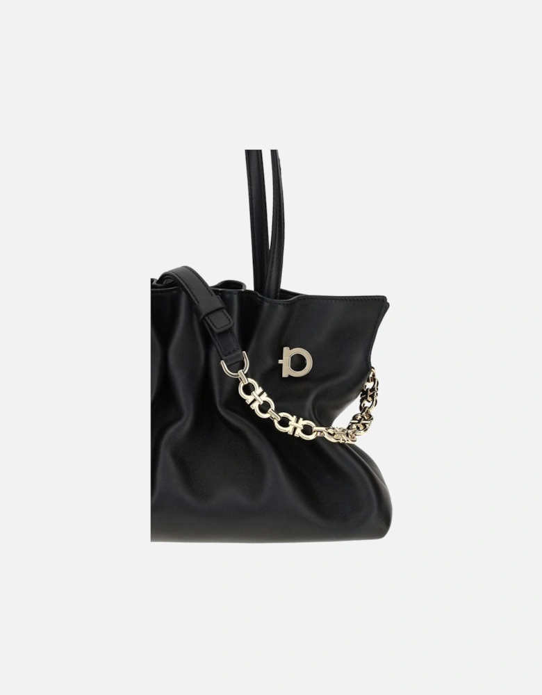 Soft Nappa Leather Shoulder Bag with Adjustable Strap Women - Black
