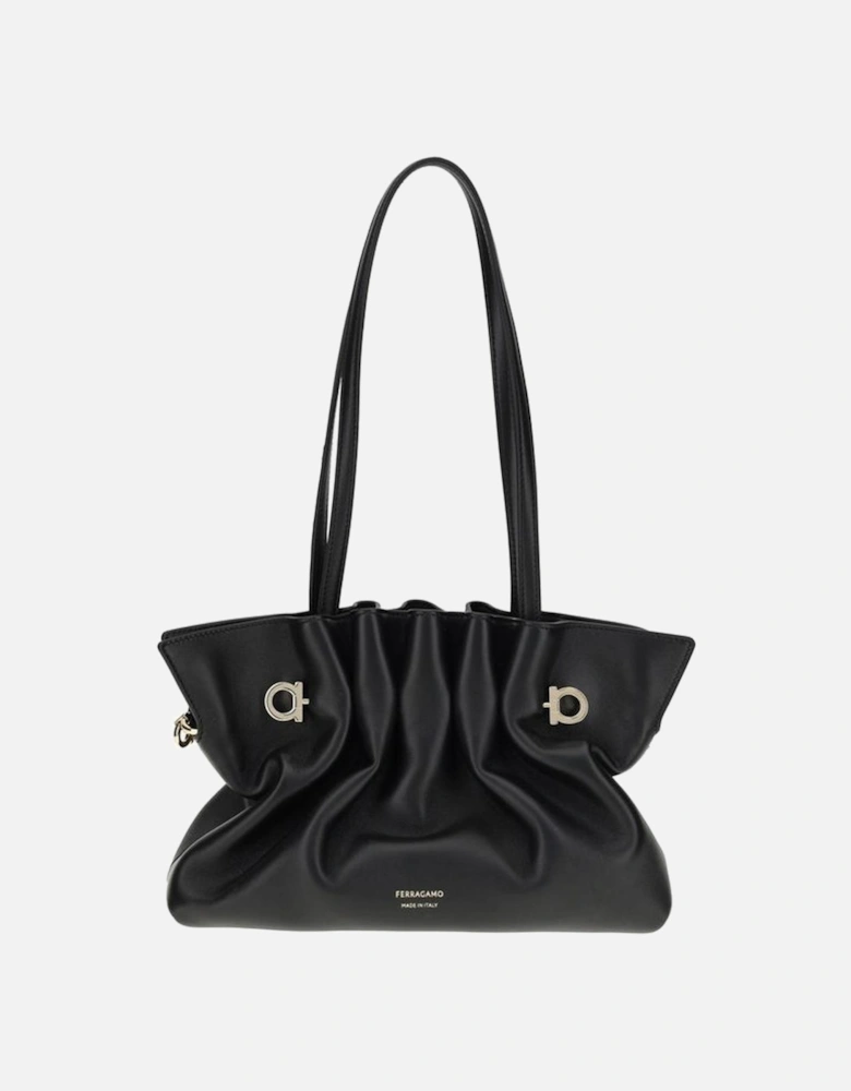 Soft Nappa Leather Shoulder Bag with Adjustable Strap Women - Black