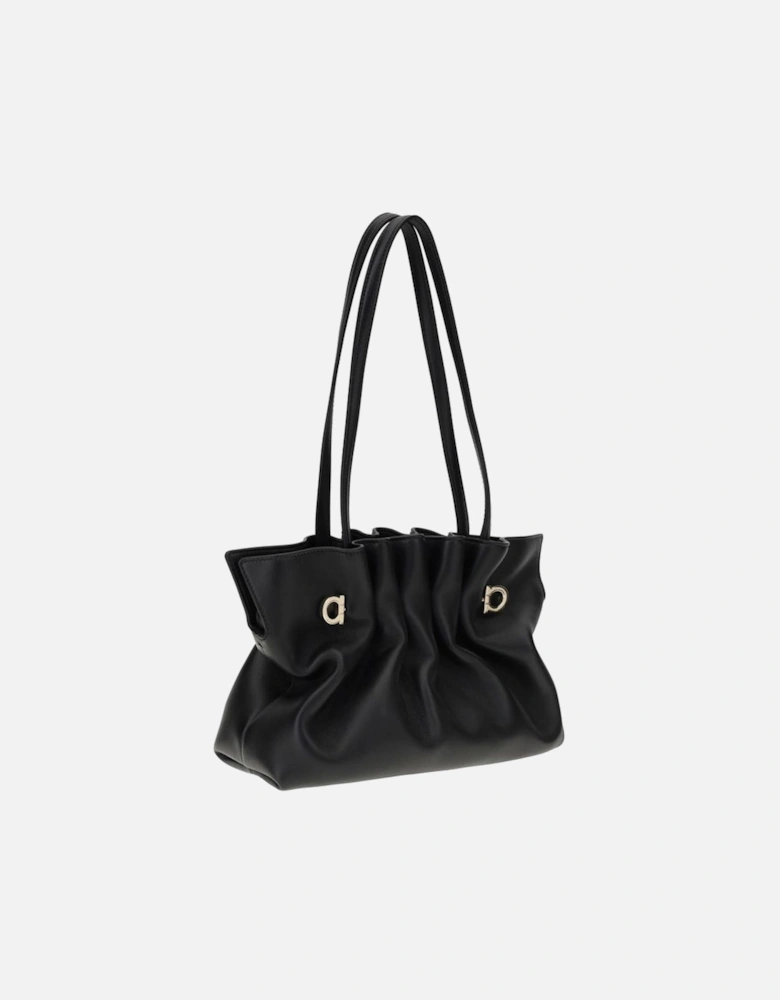 Soft Nappa Leather Shoulder Bag with Adjustable Strap Women - Black