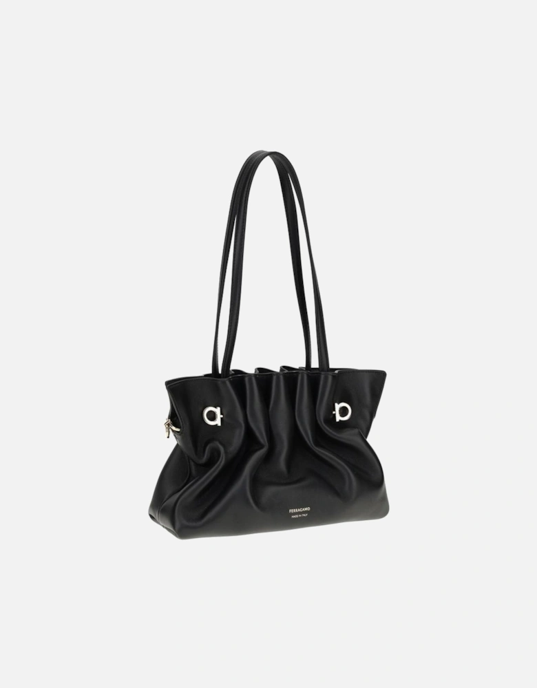 Soft Nappa Leather Shoulder Bag with Adjustable Strap Women - Black