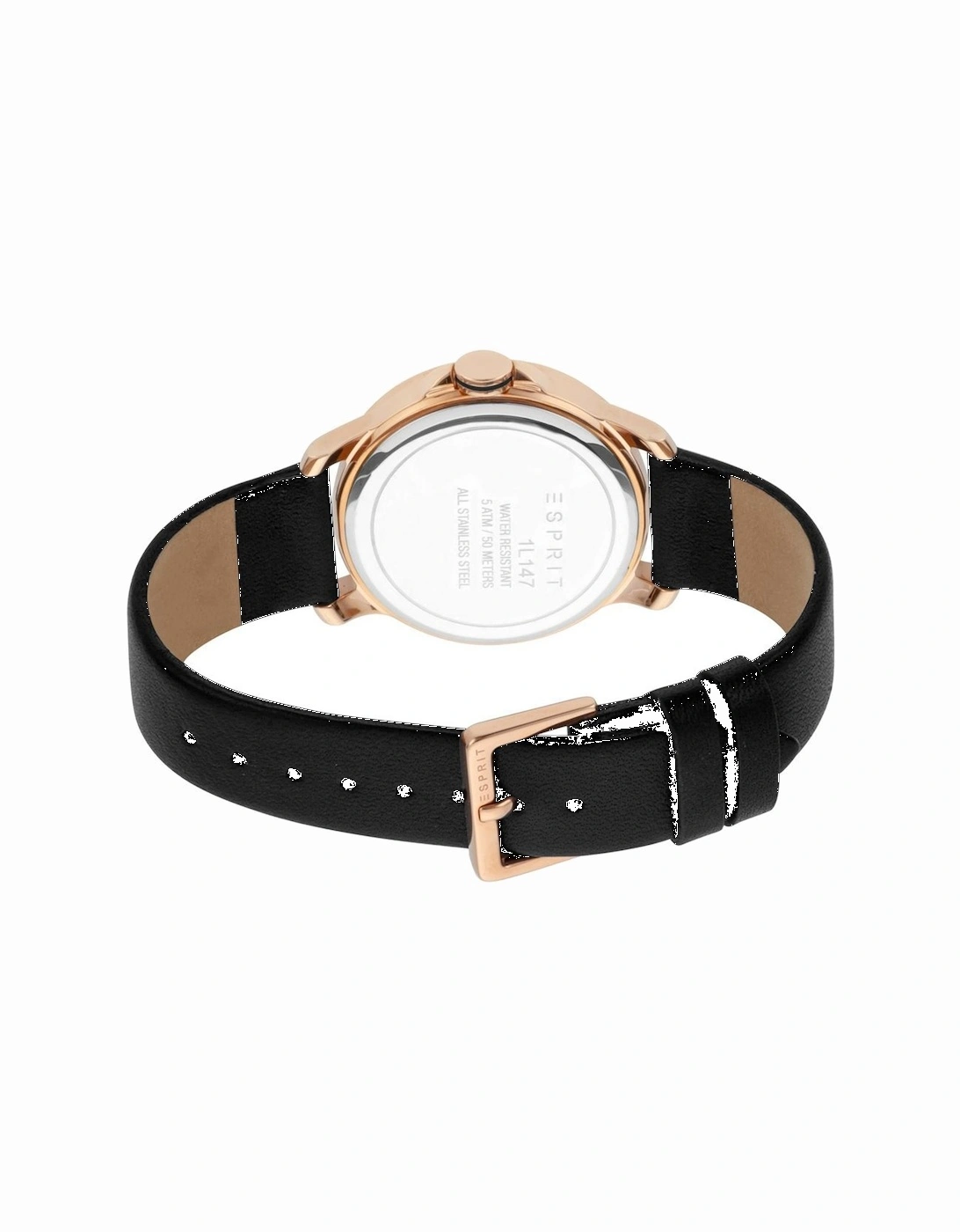 Stainless Steel Quartz Analog Watch with Leather Strap Women - Rose