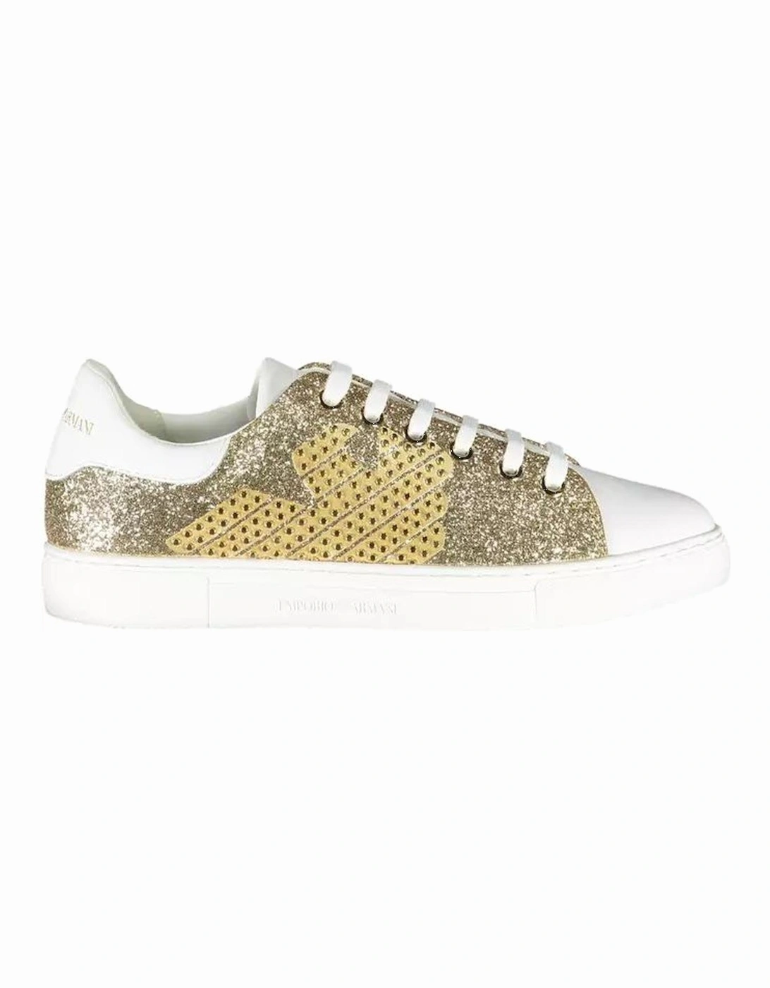 Contrasting Detail Print Logo Lace-Up Sports Shoe Women - Gold, 4 of 3