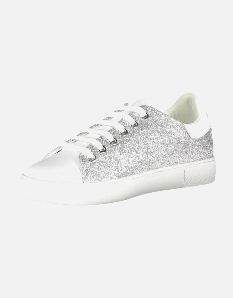 Contrasting Detail Lace-Up Sports Shoe with Print Logo Women - Silver