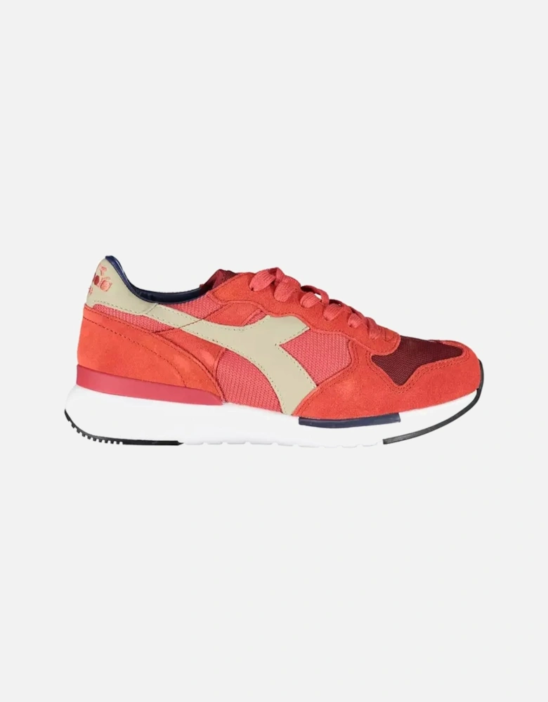 Lace-Up Sports Shoe with Contrasting Details and Logo Women - Red