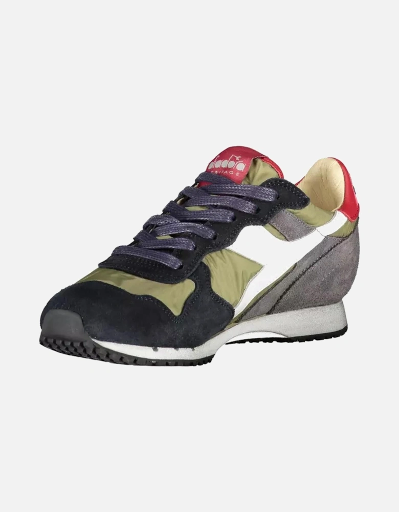 Contrasting Lace Sports Shoe with Logo Details Women - Green Sneakers