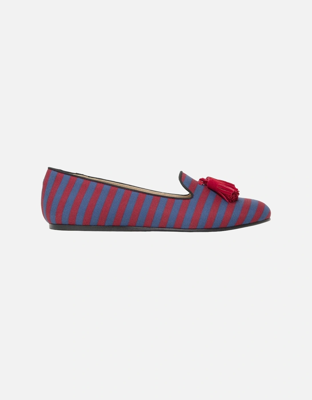 Striped Tassel Moccasins with Leather Detailing Women - Red Flat Shoes, 4 of 3