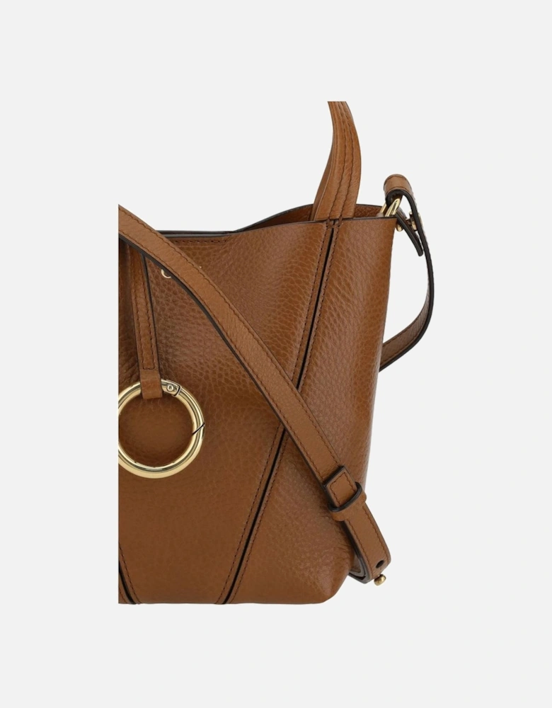 Leather Spin Shoulder Bag with Chain Detail Women - Brown