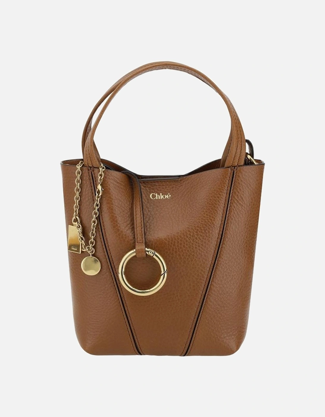 Leather Spin Shoulder Bag with Chain Detail Women - Brown, 5 of 4
