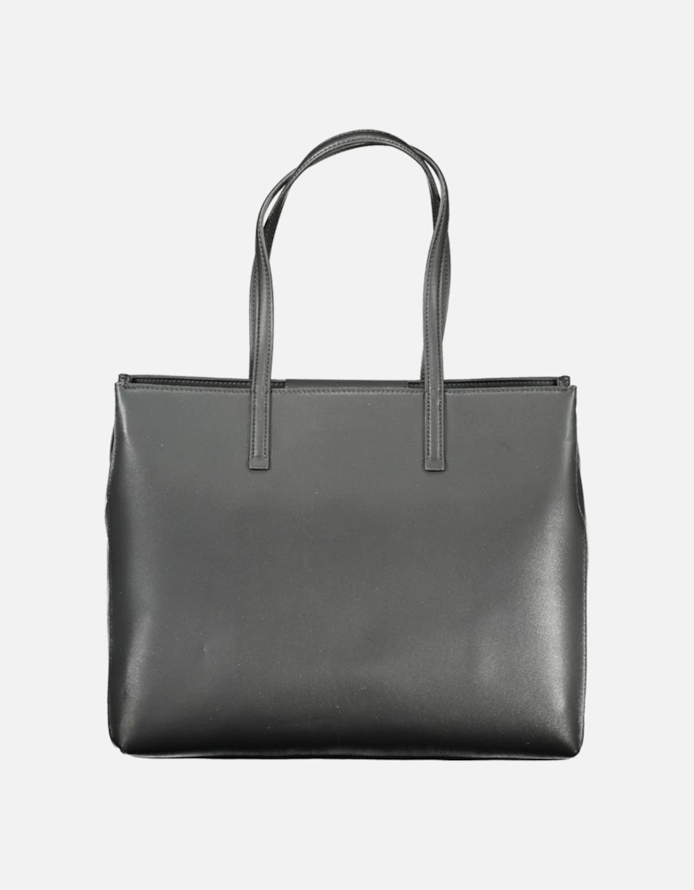 Dual Strap Eco-Conscious Handbag with Logo Embellishment Women - Black