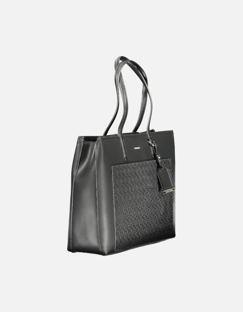 Dual Strap Eco-Conscious Handbag with Logo Embellishment Women - Black