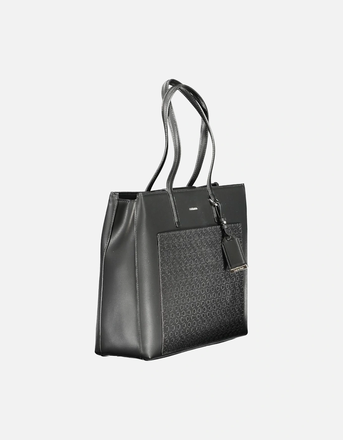 Dual Strap Eco-Conscious Handbag with Logo Embellishment Women - Black