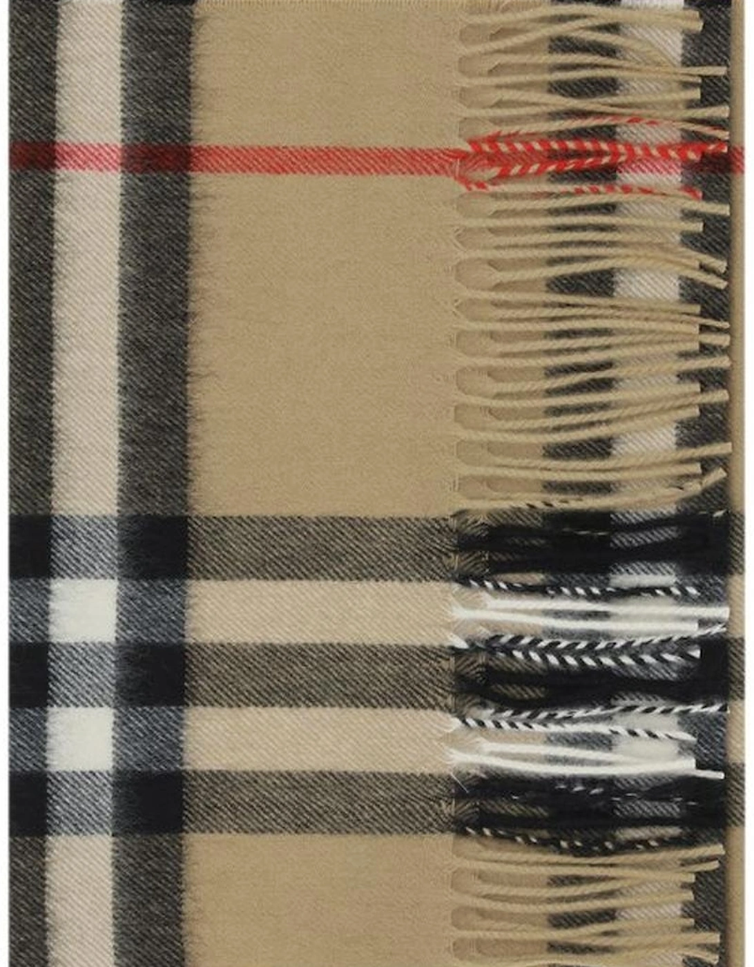 Iconic Check Cashmere Scarf with Frayed Hems Women - Brown Scarves, 4 of 3