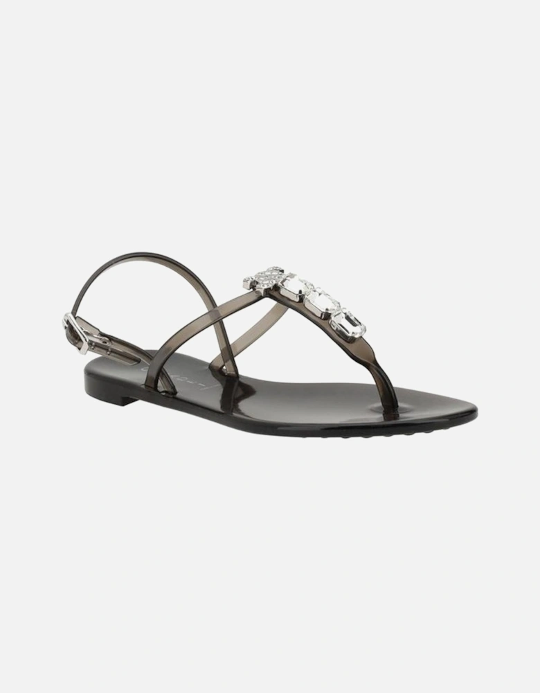 Elegant Jelly Sandals with Shiny Bead Detail Women - Black
