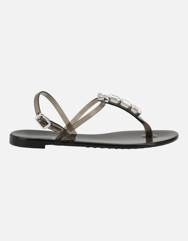 Elegant Jelly Sandals with Shiny Bead Detail Women - Black