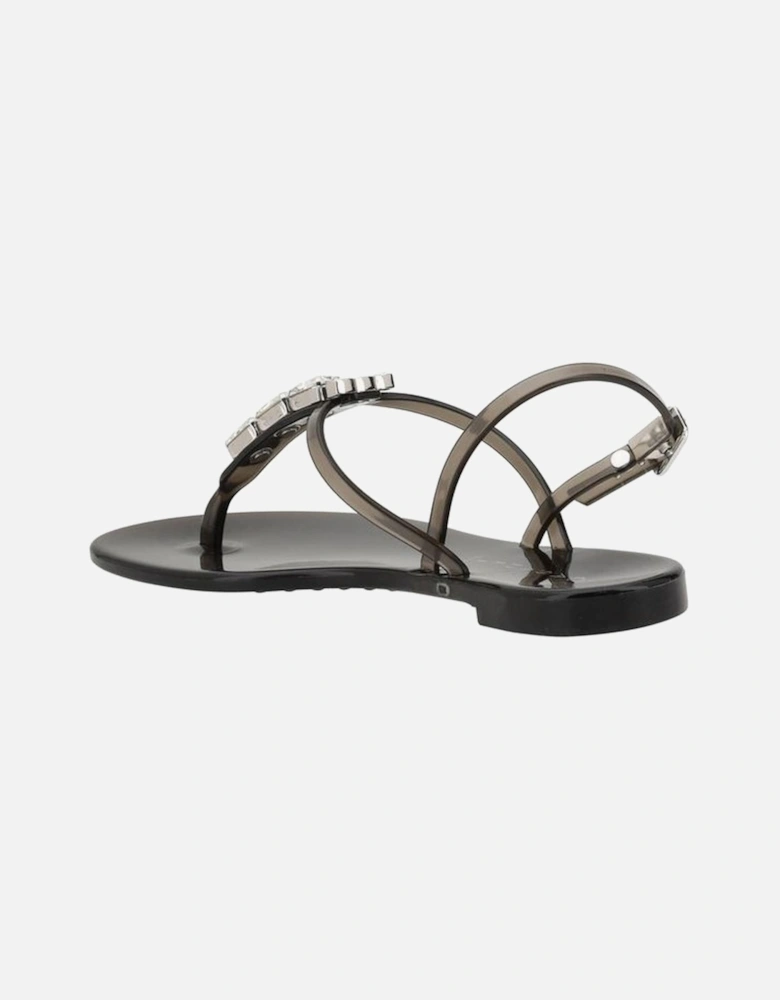 Elegant Jelly Sandals with Shiny Bead Detail Women - Black