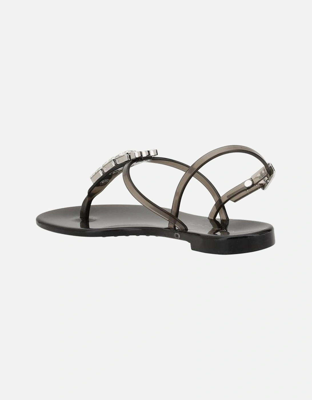 Elegant Jelly Sandals with Shiny Bead Detail Women - Black