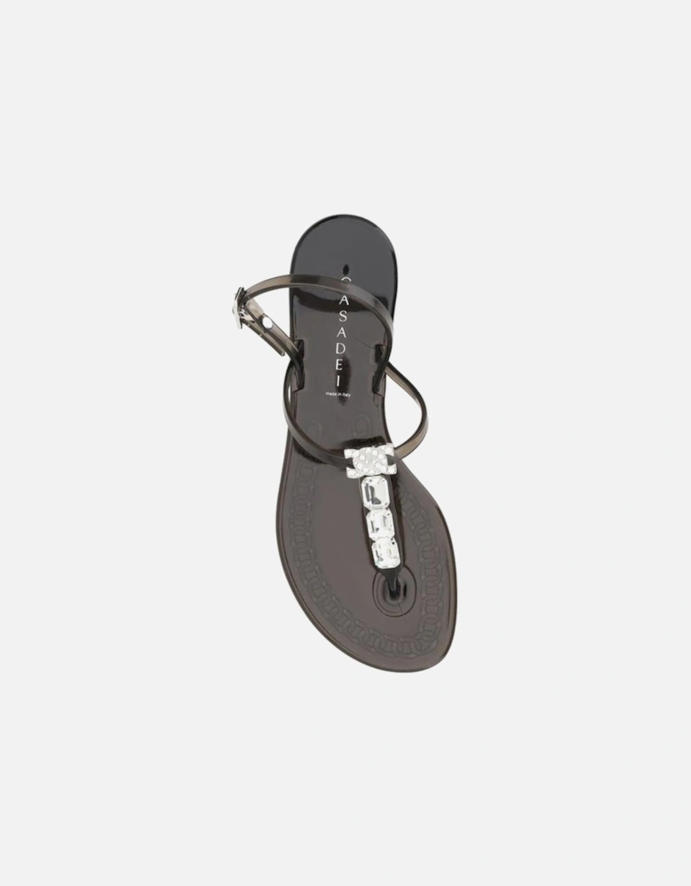 Elegant Jelly Sandals with Shiny Bead Detail Women - Black