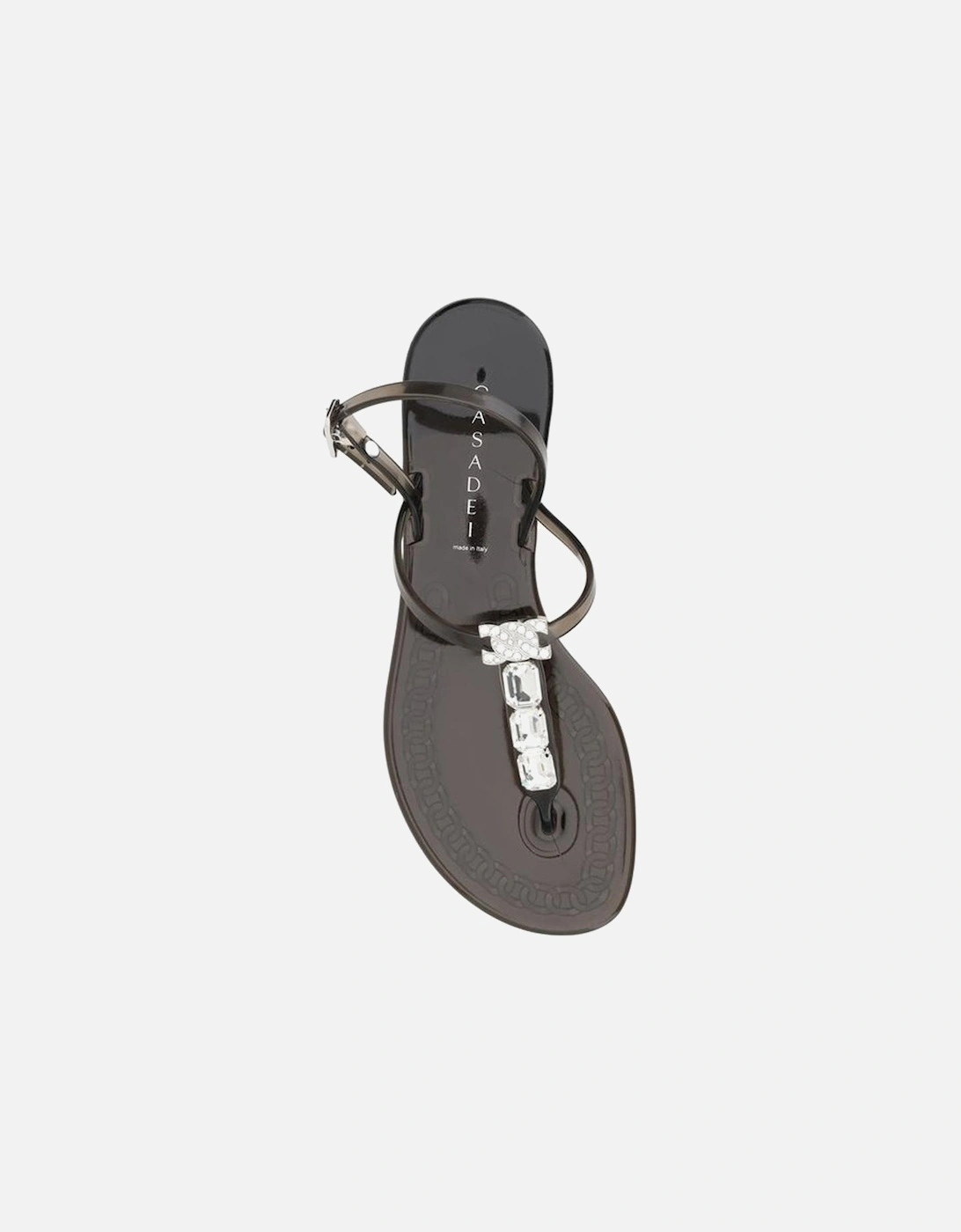 Elegant Jelly Sandals with Shiny Bead Detail Women - Black