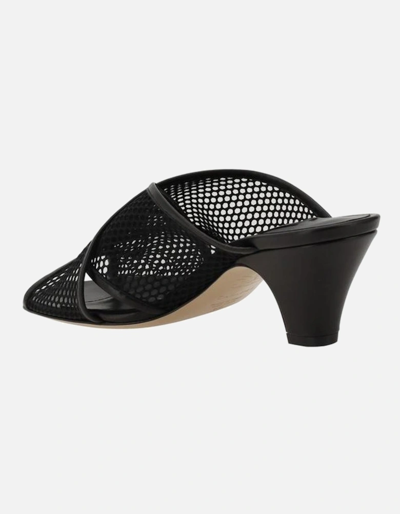 Mesh Sandals with Perforated Crossover Bands Women - Black