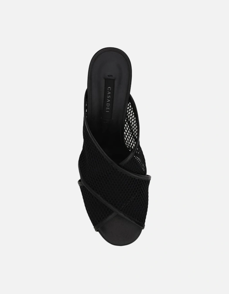 Mesh Sandals with Perforated Crossover Bands Women - Black