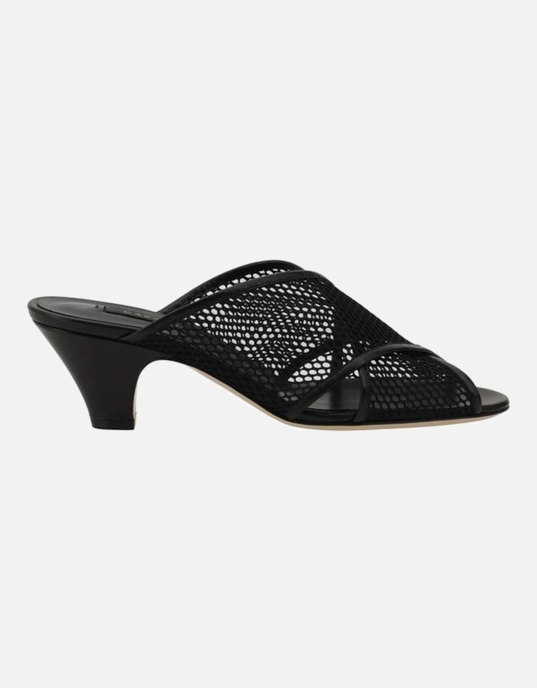 Mesh Sandals with Perforated Crossover Bands Women - Black